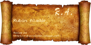 Rubin Aladár névjegykártya